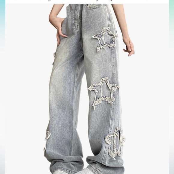 Distressed Star appliqué wide leg jeans - Picture 7 of 7